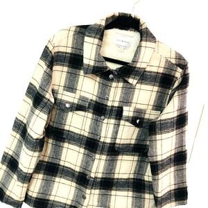 Lucky Brand Womens Shacket Jacket Snaps‎ Plaid Flannel Sherpa Gorpcore Chores M